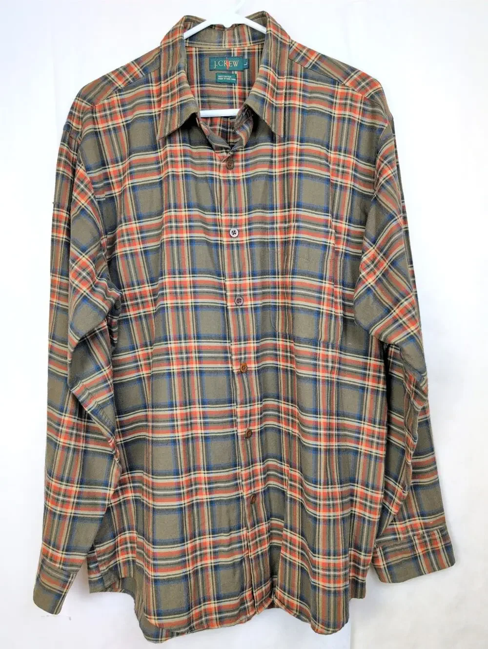 Vintage J.Crew Oarsman brown plaid long sleeve button up shirt L Preppy Cabin